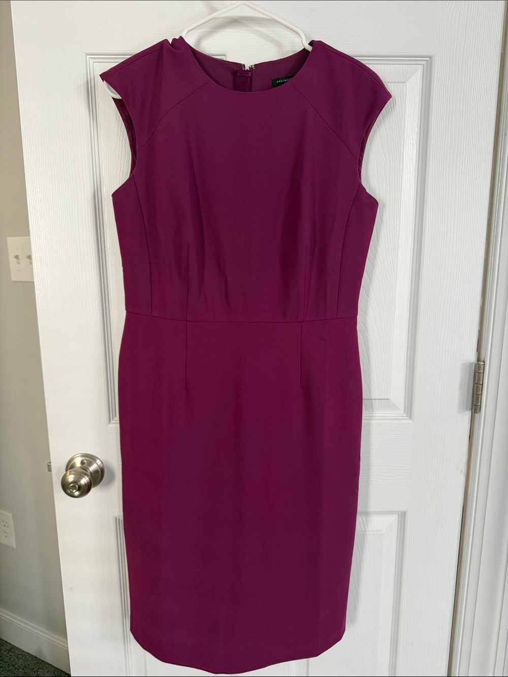 Ann Taylor Cap SleeveSheath Dress in Plum